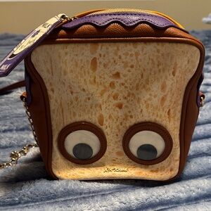 Betsey Johnson Brown and Purple Bread Slice Crossbody Bag